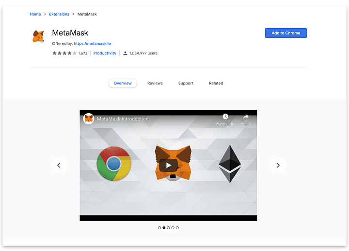 Download the Chrome extension from metamask.io